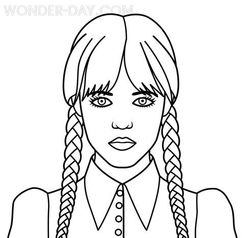 ausmalbild wednesday addams|Wednesday Addams Coloring Page